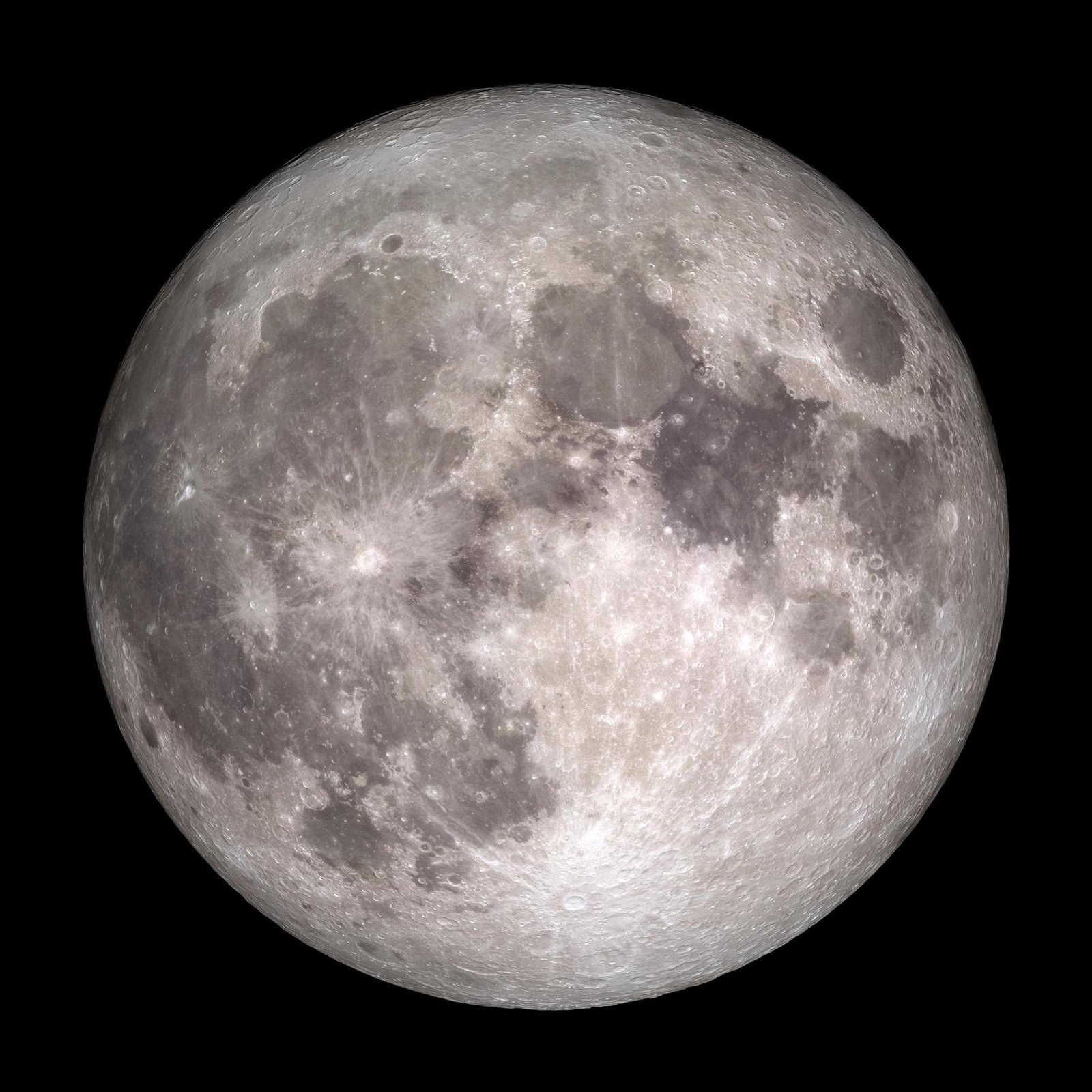 The full Moon photographed in detail, showing craters and maria across the disc.