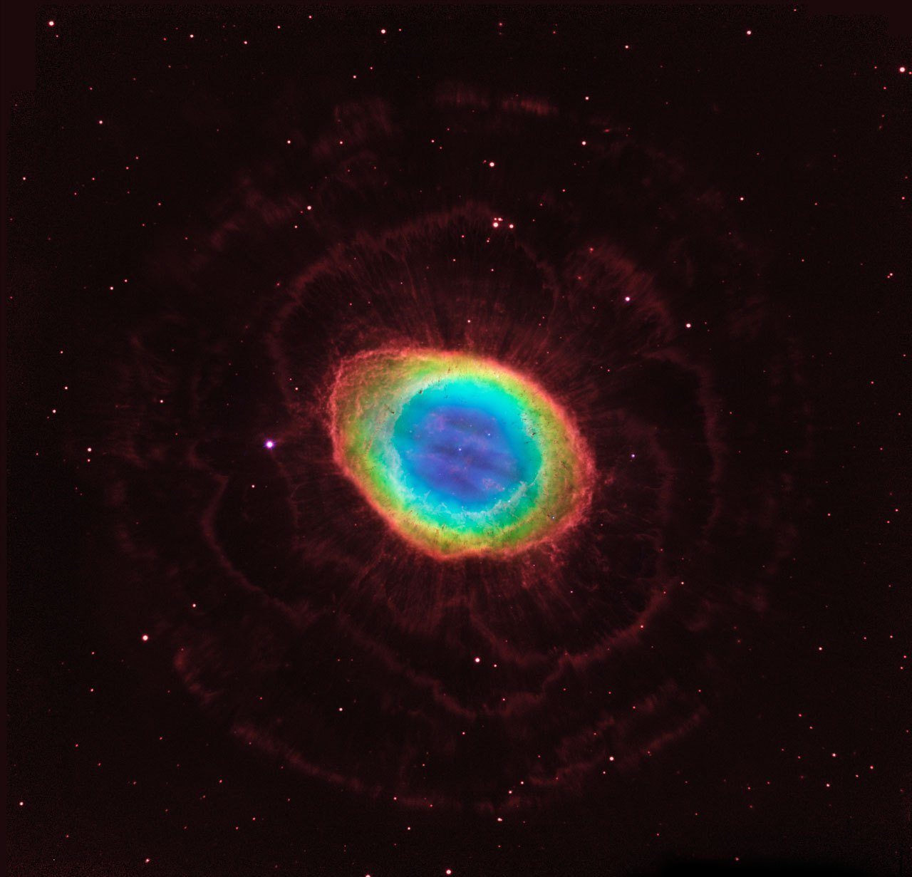 The Ring Nebula seen by Hubble.