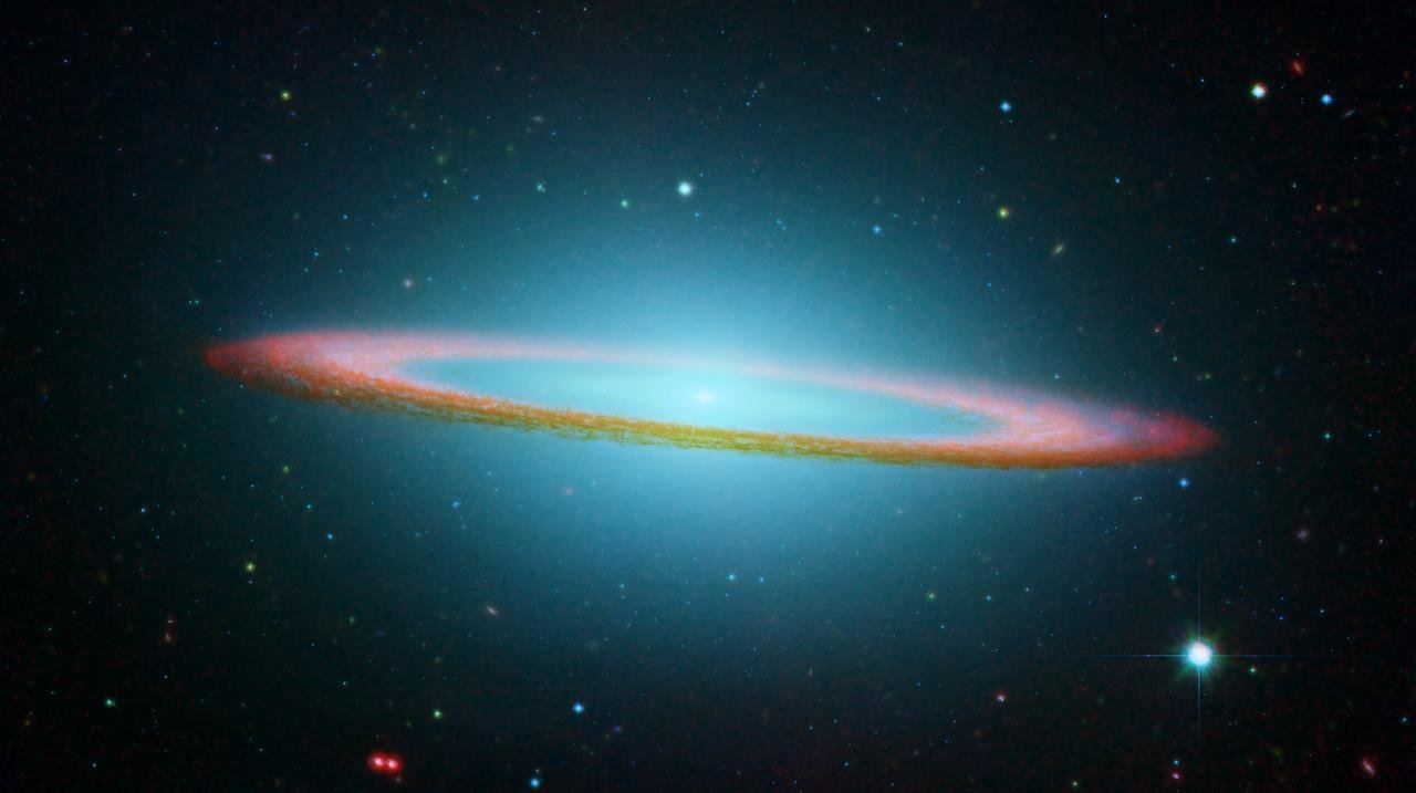 The Sombrero Galaxy with its prominent dust lane.