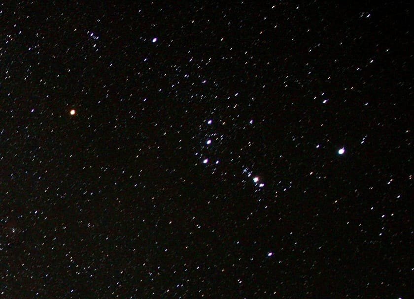 The Orion region, captured through the observatory telescopes.